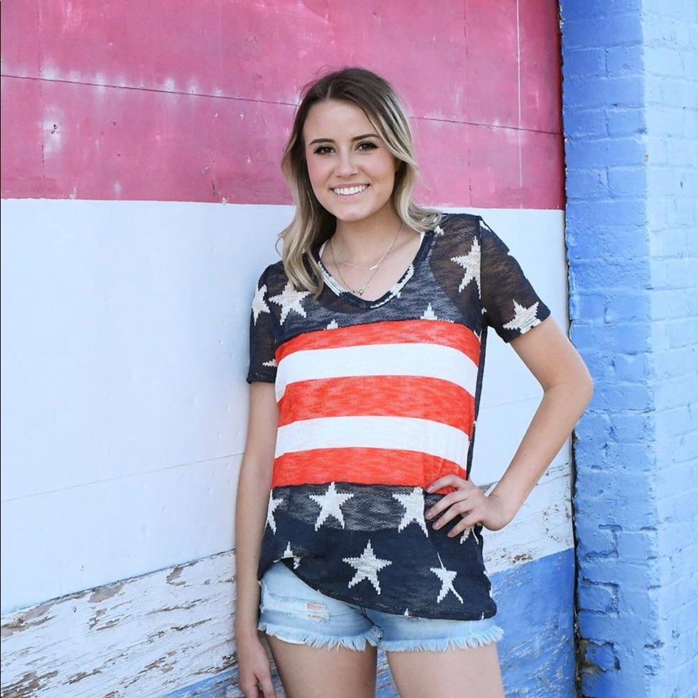 SALE 🤩BiBi American Flag Short Sleeve Top